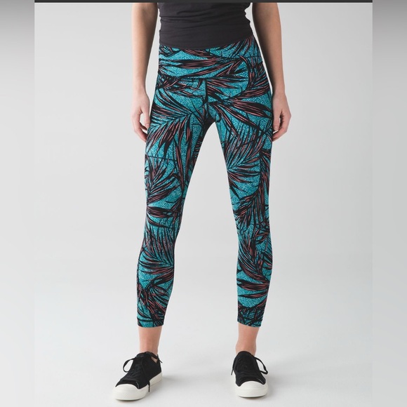 lululemon athletica Pants - Lululemon High Times‎ Pant
Palm Lace Tofino Teal Multi size 4